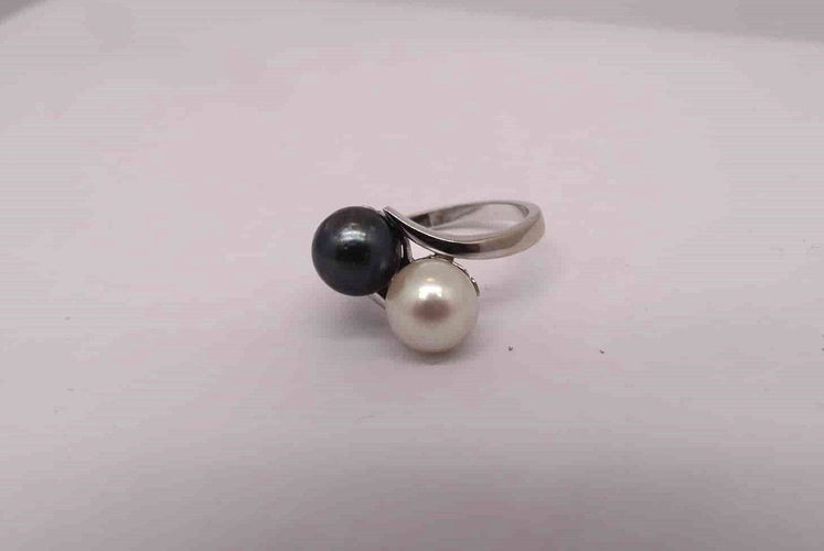 Bague Bague or blanc perles Toi et Moi 58 Facettes 12332