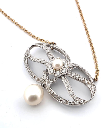 Pendentif Superbe pendentif Art Déco en platine et or 58 Facettes