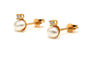 Boucles d'oreilles Boucles d'oreilles contemporaines or jaune serties de perles et de diamants 58 Facettes B760