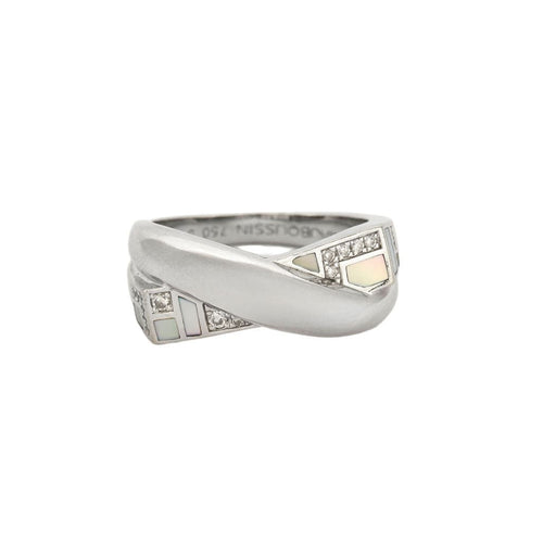 Bague 54 MAUBOUSSIN - En Corps et Encore - Bague or blanc, nacre et diamants 58 Facettes RAM2639