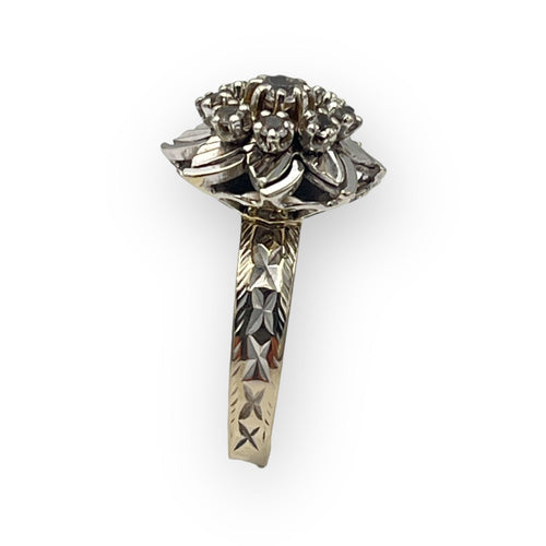 Bague 53 Bague marguerite en or blanc 750 avec pierres blanches serties 58 Facettes 149065085