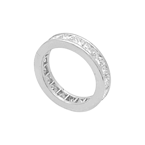 Bague 51 Alliance tour complet, platine, diamants princesse. 58 Facettes 34606