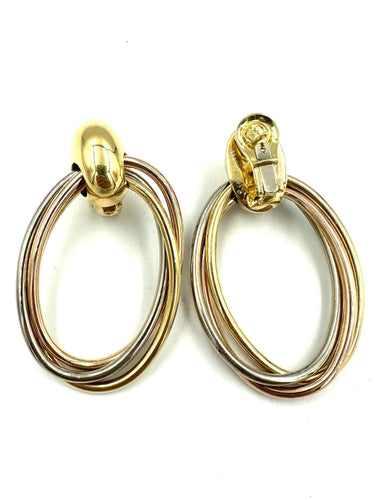 Boucles d'oreilles CARTIER. Boucles d'oreilles vintages 3 ors 18K 58 Facettes