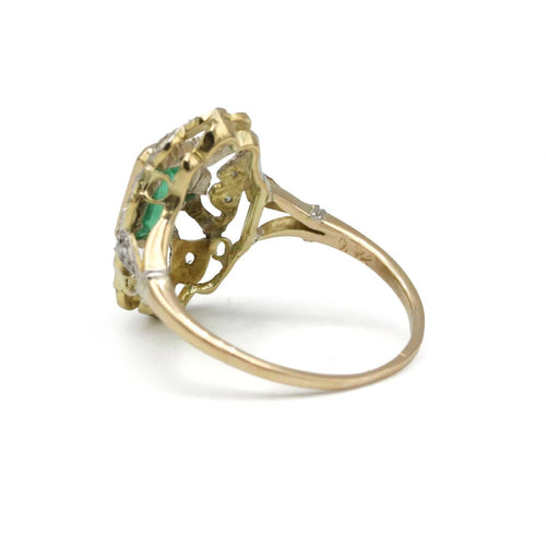 Bague 54 Bague or jaune 750 diamants et émeraude 58 Facettes 1302