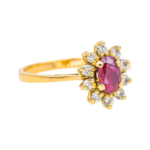 Bague 50 Bague Marguerite Or jaune Rubis, Diamant 58 Facettes 4776440CN