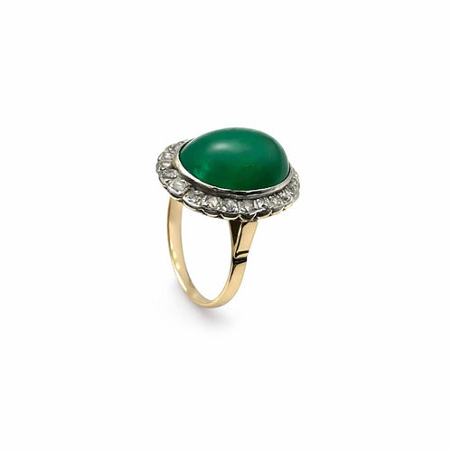 Ring 52 Ring i gult og hvidt guld med grøn jade og diamanter 58 Facettes 50397