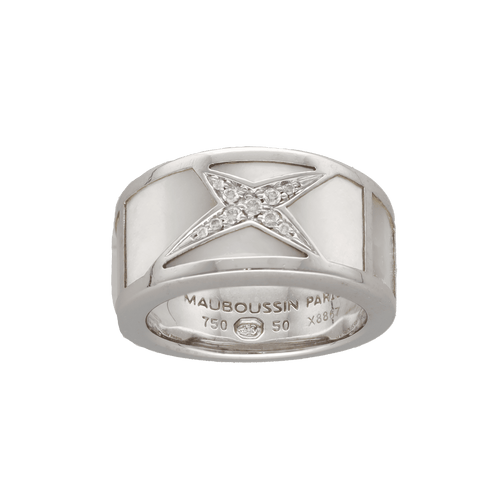 Bague 50 Bague Mauboussin Étoile Beauté en or gris 18K avec nacre et diamants – Taille 50 58 Facettes