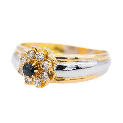 Bague 53 Bague Marguerite Or jaune, Or blanc Saphir, Diamant 58 Facettes 3079746CN