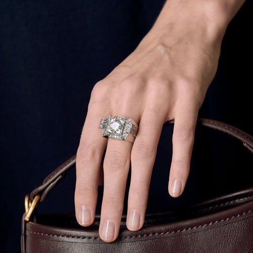Bague 50 Spectaculaire Bague Art Déco en platine et diamant 2,54cts 58 Facettes 58FC7-1