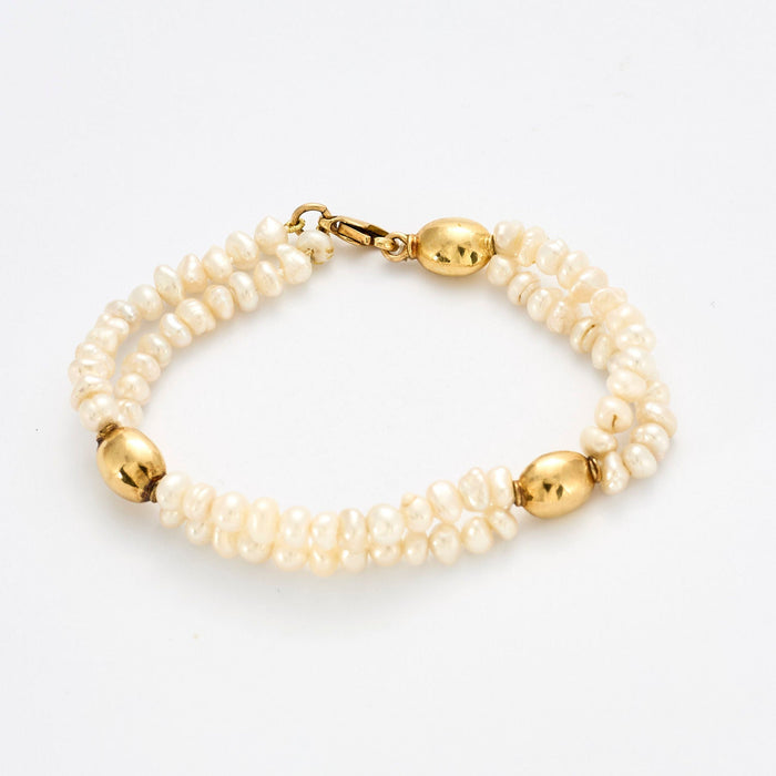 Yellow gold baroque pearl bracelet