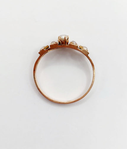 Bague 50 Bague victorienne or rose 18k rubis et perles (circa 1880) 58 Facettes A05279