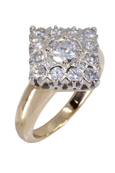 Yellow gold and white diamond ring