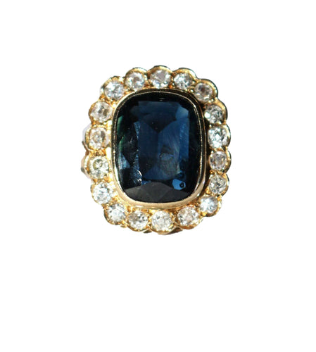 Bague 52 Bague Vintage Or Jaune Saphir Bleu Intense 58 Facettes 576