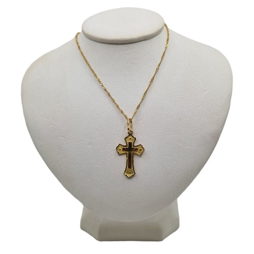 Collier Collier et pendentif croix or jaune 58 Facettes