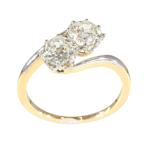 Bague 55 Héritage de l'amour : la bague de fiançailles vintage « Toi et Moi » 58 Facettes 15181-0103