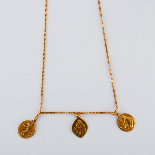 Collier Collier Or Jaune 3 Médailles 58 Facettes