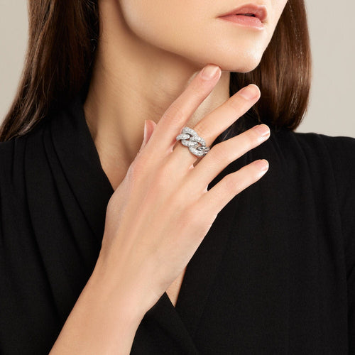 Bague 52 POMELLATO - Bague Catene en or blanc et diamants 58 Facettes