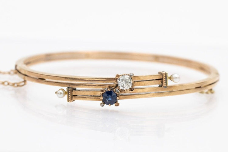 Bracelet Bracelet Art Nouveau en or avec diamant et saphir 58 Facettes 10580