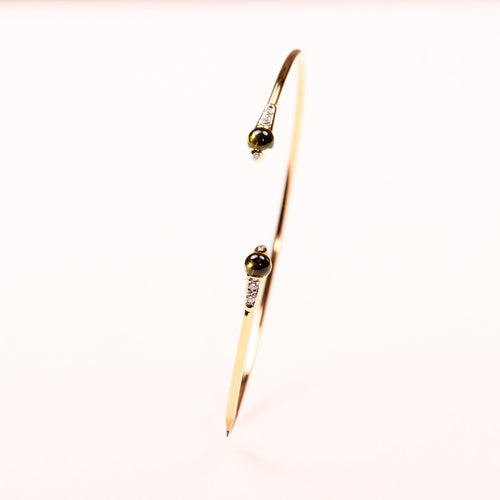 Bracelet POMELLATO-Bracelet jonc ouvert péridots diamants en or jaune 58 Facettes