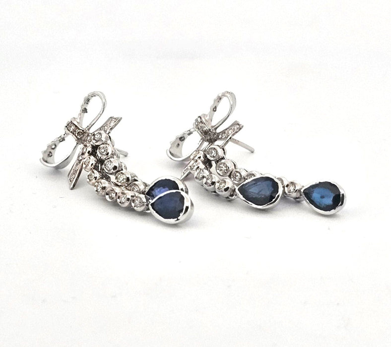 Boucles d'oreilles Boucles d'oreilles en or blanc avec saphirs et diamants 58 Facettes