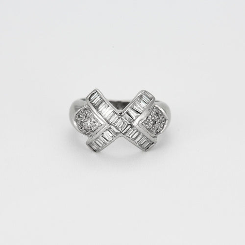 Bague 49.5 Bague jonc or blanc diamants 58 Facettes LP962/13