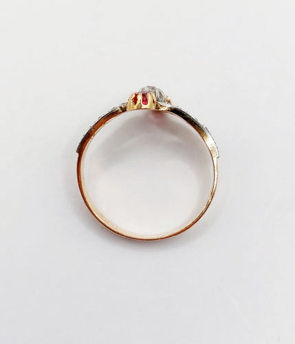 Bague 52.5 Bague victorienne or rose, diamants, pierres rouges (circa 1880) 58 Facettes A05228