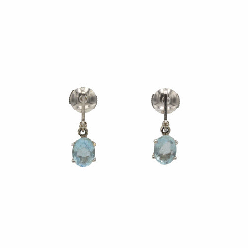 Boucles d'oreilles Boucles d'oreilles - Or blanc, Diamants & Aigue-Marines 58 Facettes 250319R