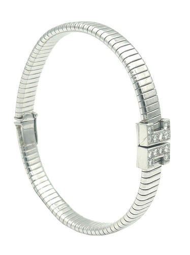 Bracelet GAY Frères. Bracelet vintage or blanc 18K et diamants 58 Facettes