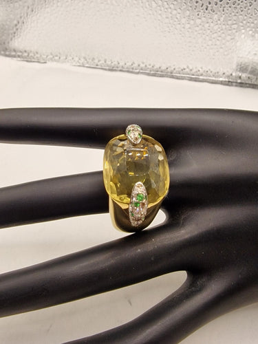 Bague Pomellato - Bague Pin Up en or jaune 18 k, citrine, tsavorites et diamants 58 Facettes
