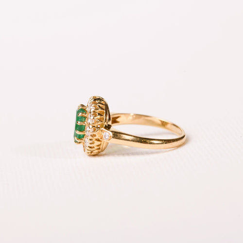 Bague 52 Bague marguerite émeraude diamants en or jaune 58 Facettes