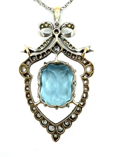 Collier Collier "Belle Epoque" en or, platine, aigue-marine et diamants 58 Facettes