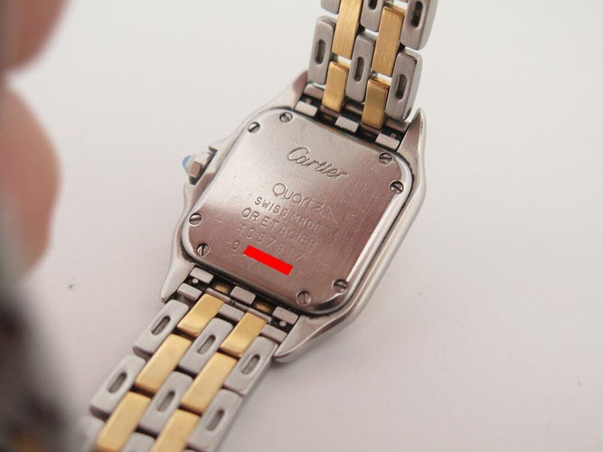 Montre vintage montre CARTIER panthere pm 1057917 quartz 23 mm acier & or jaune 58 Facettes 264912