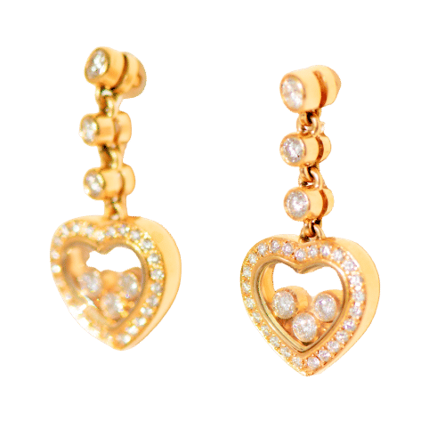 Boucles d'oreilles Chopard - Ohrstecker Happy Diamonds en or jaune 18k et diamants 58 Facettes 3285