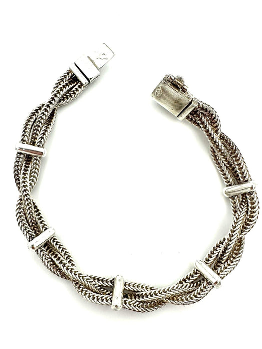 Bracelet HERMES. Bracelet vintage argent 800/00 58 Facettes