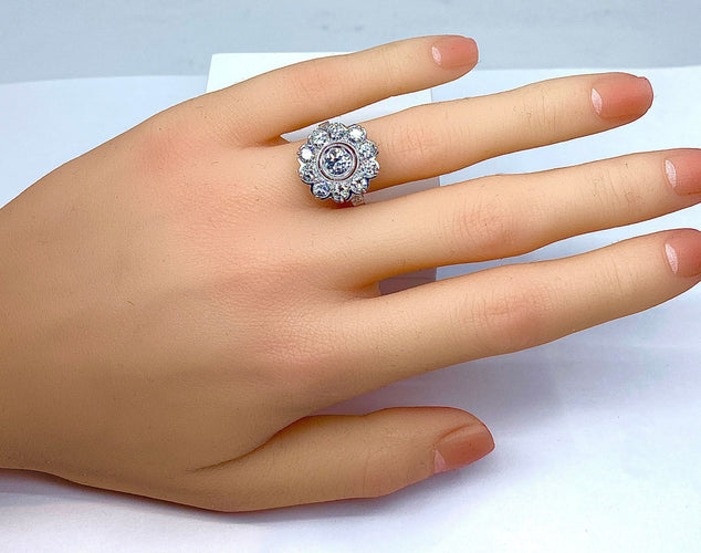 Bague 51 Bague marguerite or blanc diamants 58 Facettes AB304