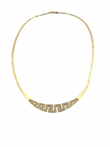 Collier Vintage Italian Chocker Necklace Or jaune et Diamants 58 Facettes