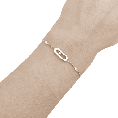 Bracelet Bracelet Messika, "Move Uno", or blanc et diamants. 58 Facettes 34539