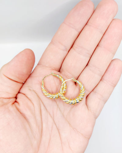 Boucles d'oreilles Créoles vintage or blanc et or jaune 58 Facettes A05948