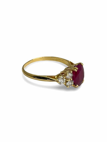 Bague 56 Bague or jaune rubis 2,19 cts et diamants 58 Facettes 48101