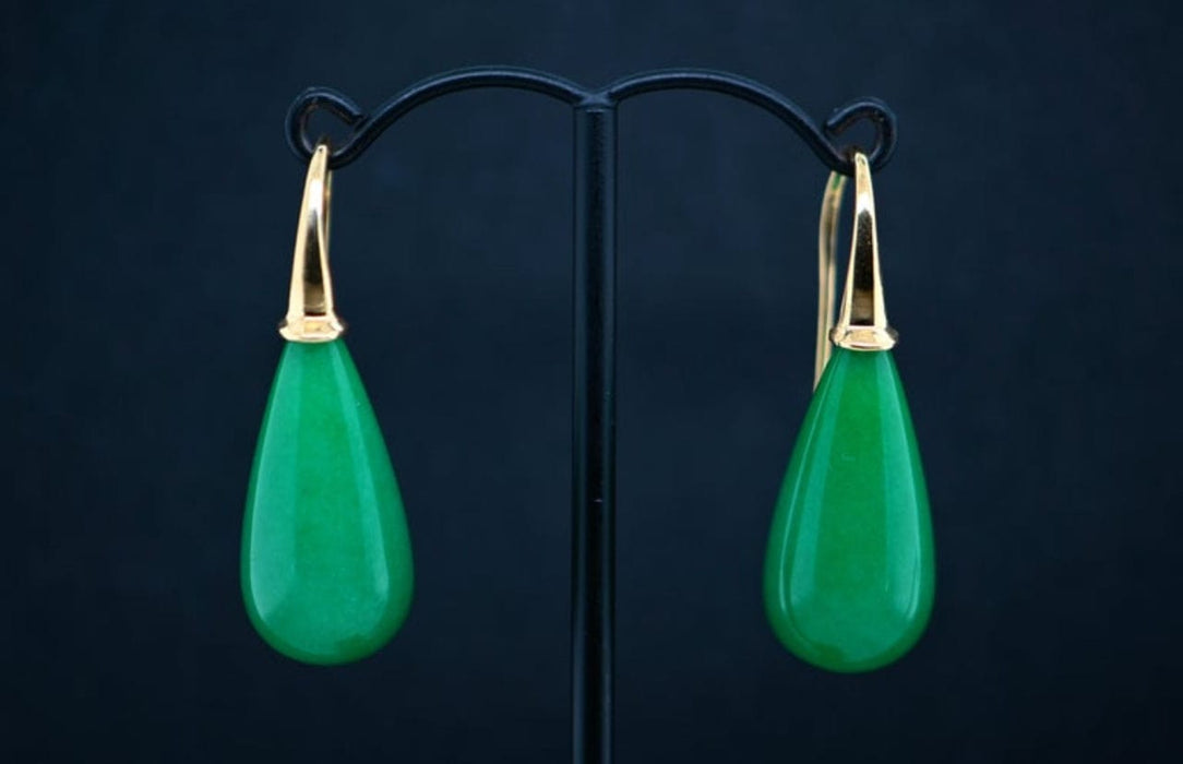 Boucles d'oreilles Boucles d'oreilles pendantes en or avec pierre de jade 58 Facettes