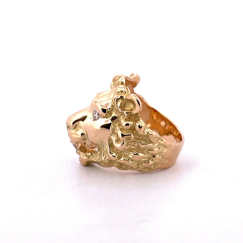 Bague Bague lion en or jaune massif 18 carats et diamants 58 Facettes