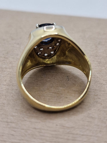 Bague 45 Bague Pinky Chevalier en or jaune, saphir et diamants 58 Facettes