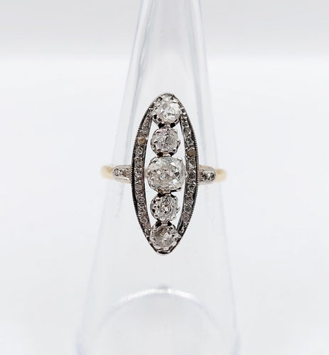 Bague 51 Bague marquise ancienne or jaune et platine, diamants (circa 1900) 58 Facettes A04975