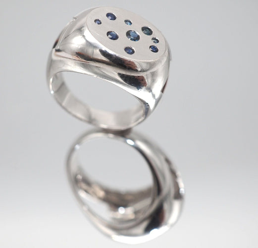 Bague 60 Bague or blanc 750 saphirs 58 Facettes