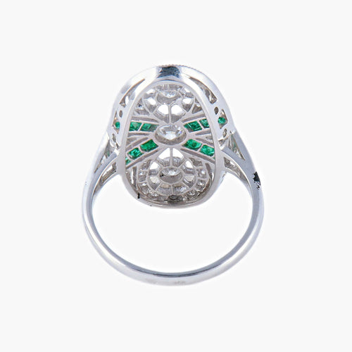 Bague 50 Bague Marquise Emeraude Diamants 58 Facettes
