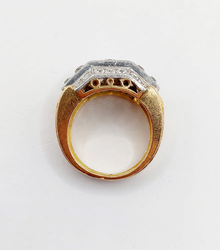 Bague 48 Bague tank art déco or jaune, platine et diamant 58 Facettes A05718