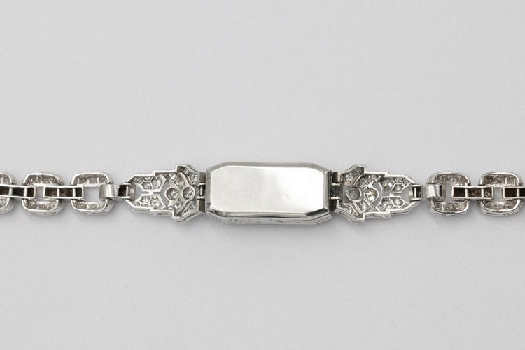 Bracelet Bracelet exclusif en or blanc avec saphir et diamants de style Art Déco 58 Facettes PPK03