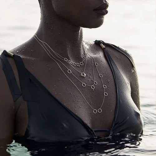 Ginette NY - sautoir Thirteen Circles Or rose 58 Facettes