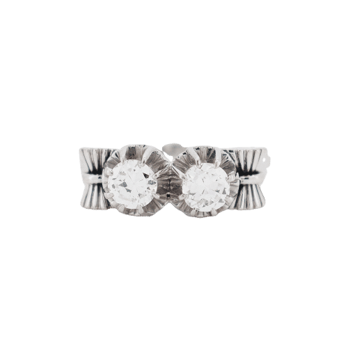 Bague 51 Bague Ancienne Toi et Moi Or et Platine et Diamants 0,5ct VS 58 Facettes 339