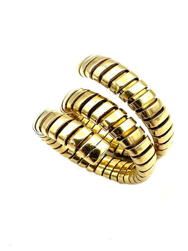 Bague 54 BVLGARI. Collection "Tubogas", bague en or jaune 18K 58 Facettes